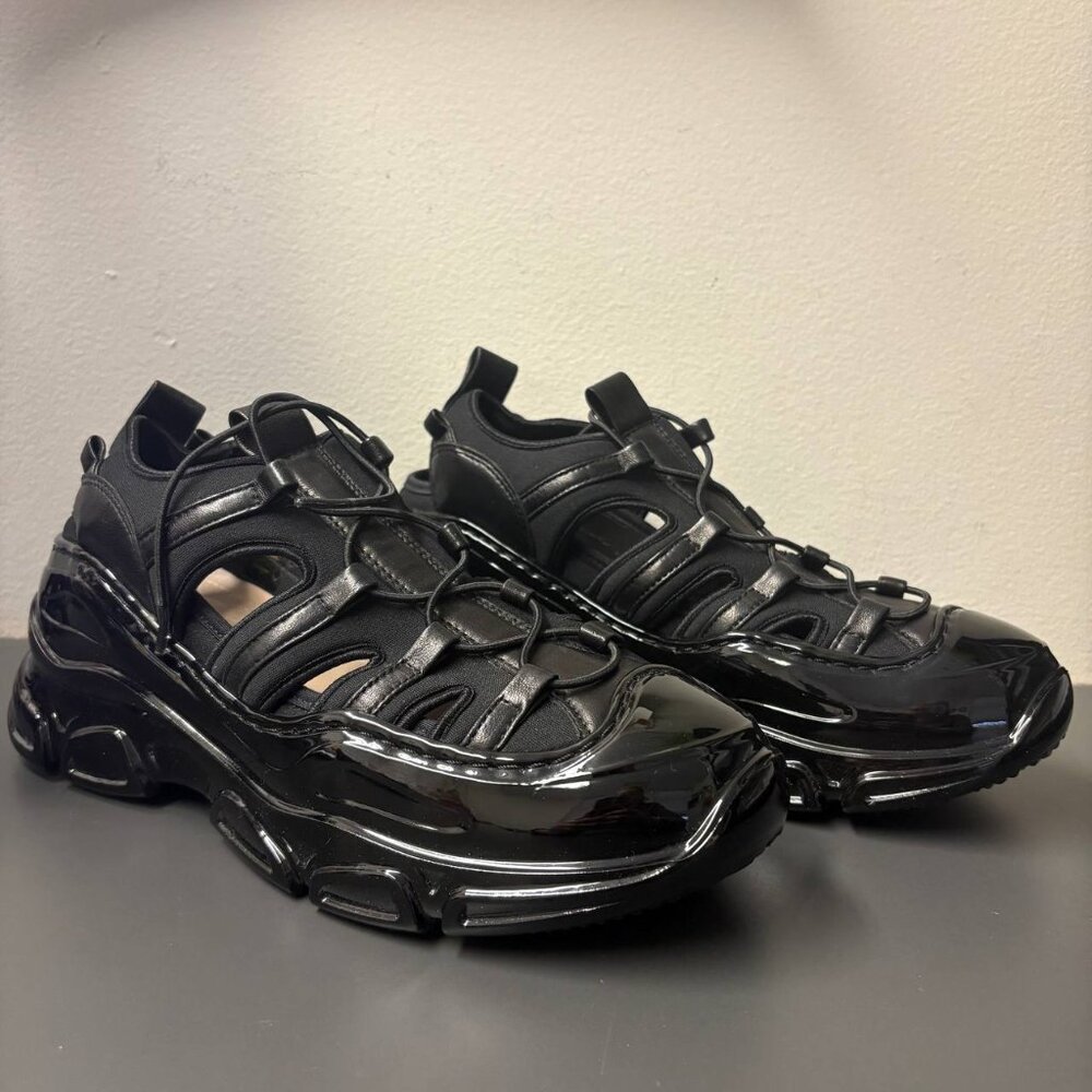 Simone Rocha Black Classic Tracker Trainers Sneakers, Size 7